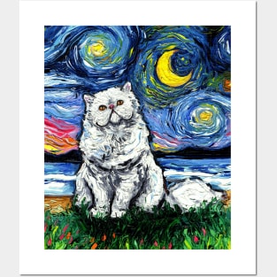 White Persian Night Posters and Art